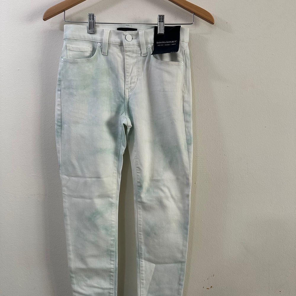 BANANA REPUBLIC Tie Dye Seafoam Mid-Rise Skinny SIZE 26P PETITE 4 Stretch Color - Picture 3 of 12
